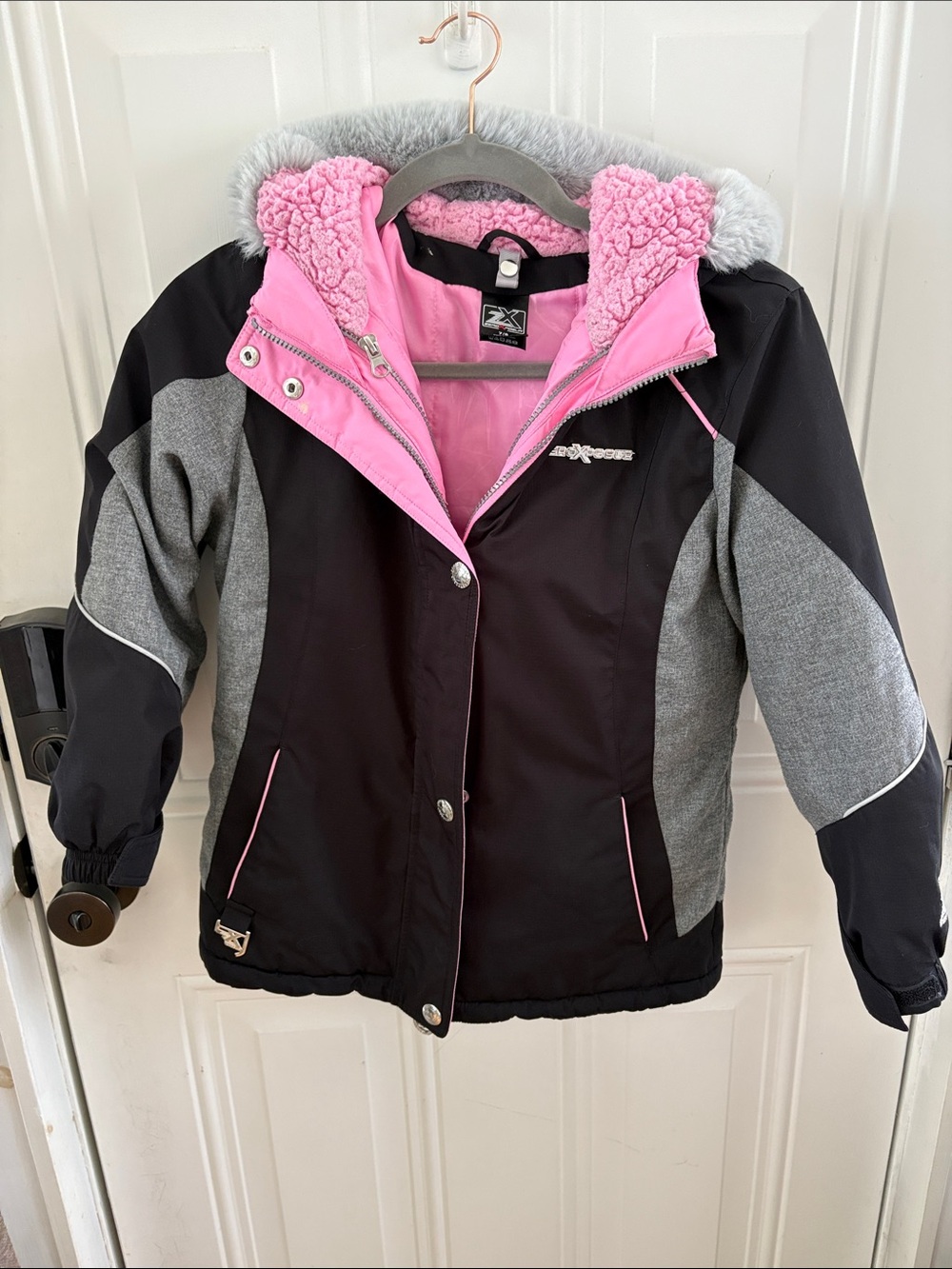 ZeroXposur Girls' Black, Pink & Gray Insulated Puffer Jacket